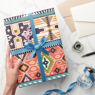 Boho Tribal Geometric Muster Südwestaztec Geschenkpapier