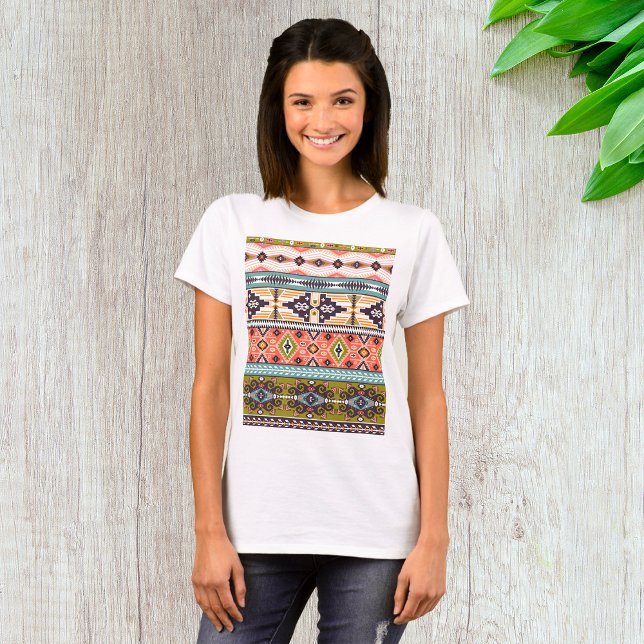 Boho Tribal Geometric Muster Südwestaztec T-Shirt (Von Creator hochgeladen)