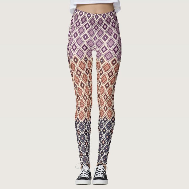 Boho-Tribal-Geometrie  Leggings (Vorderseite)