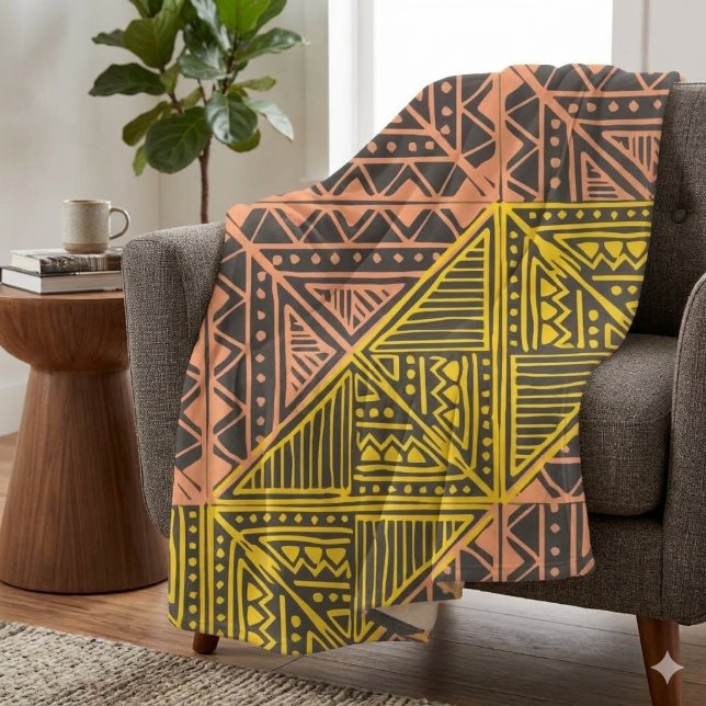 Boho-Tribal-Geometrisches Muster - Mudcloth Azteke Fleecedecke (Von Creator hochgeladen)