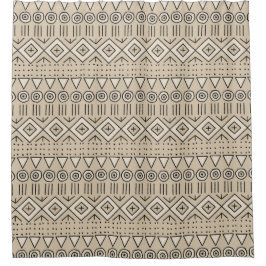 Boho Tribal Mudcloth Muster, Beige, Schwarz, Creme Duschvorhang