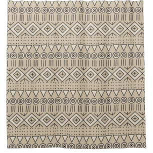 Boho Tribal Mudcloth Muster, Beige, Schwarz, Creme Duschvorhang