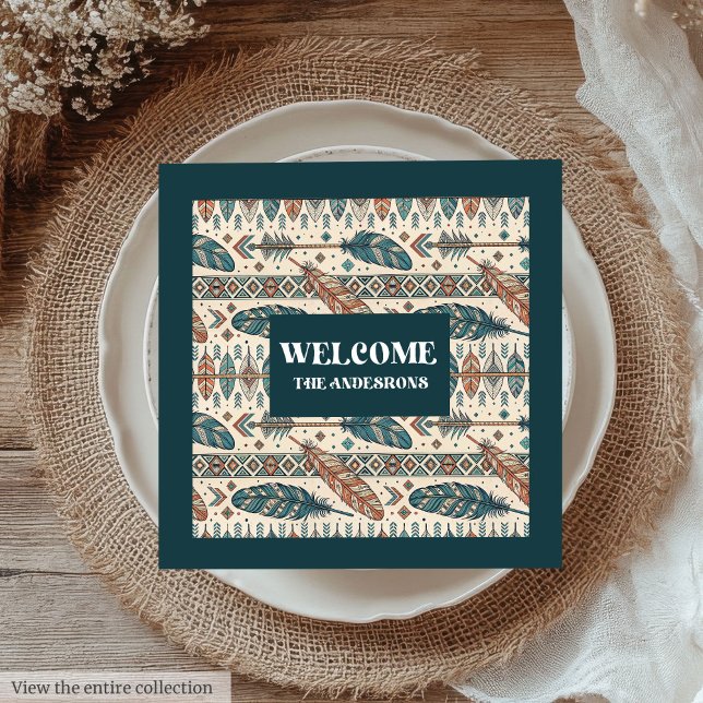 Boho Tribal Napkins Personalized Pastel Tableware Serviette (Boho Tribal Napkins Personalized Pastel Tableware)