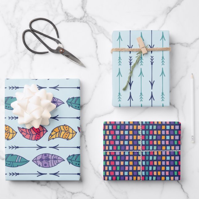 Boho Tribal Pattern Geschenkpapier Set (Vorderseite)