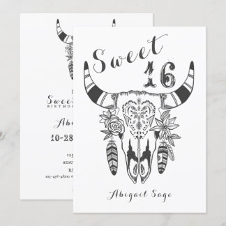 Boho Tribal Skull Bohemisch 16 . Geburtstag Geburt Einladung