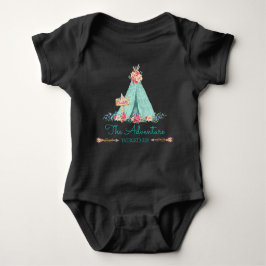 Boho Tribal TeePee Adventure Begins Baby Girl Baby Strampler