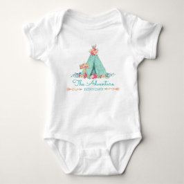 Boho Tribal TeePee Adventure Begins Baby Girl Strampler