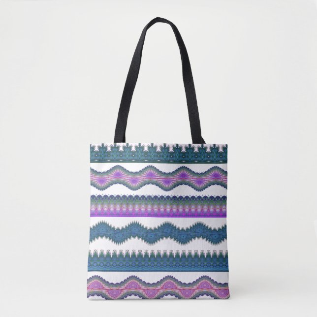Boho Tribal Zigzag Pattern Tote Bag  (Vorderseite)