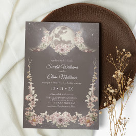 Boho Triple Moon Phases Starry Night Handfasts Einladung