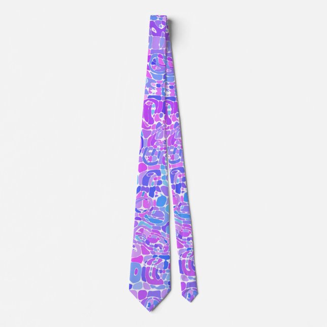 Boho Trippy Groovy Abstrakt Blob Mosaik Krawatte (Vorderseite)