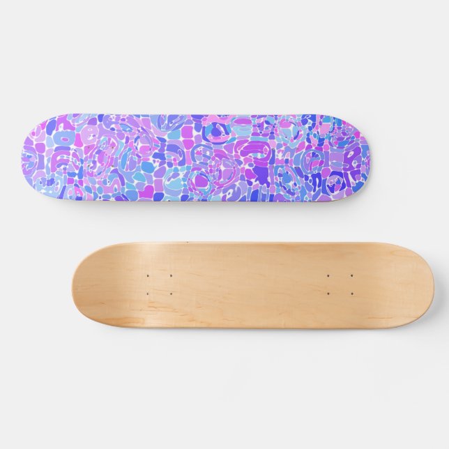 Boho Trippy Groovy Abstrakt Blob Mosaik Skateboard (Horizontal)