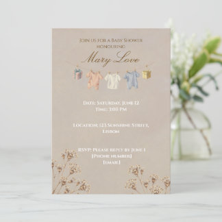Boho-Trockenblumen-Baby-Shower-Einladung Einladung