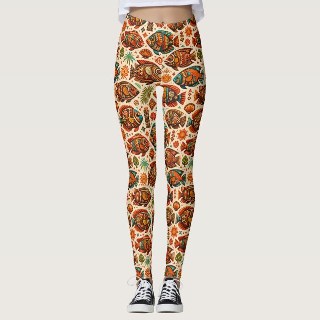 Boho-Tropenfische Leggings (Vorderseite)