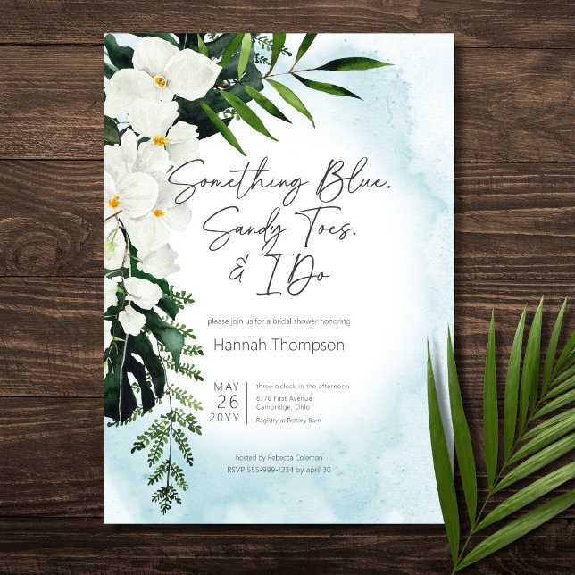 Boho Tropical Aqua Etwas Blue Brautparty Einladung (Boho Tropical Aqua Something Blue Bridal Shower Invitation)