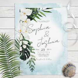 Boho Tropical Aqua Wasserfarbenhochzeit Einladung