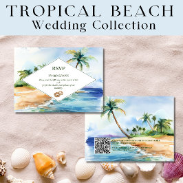 Boho Tropical Beach QR Code UAWG Wedding Mitteilungskarte