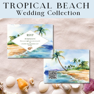 Boho Tropical Beach QR Code UAWG Wedding Mitteilungskarte