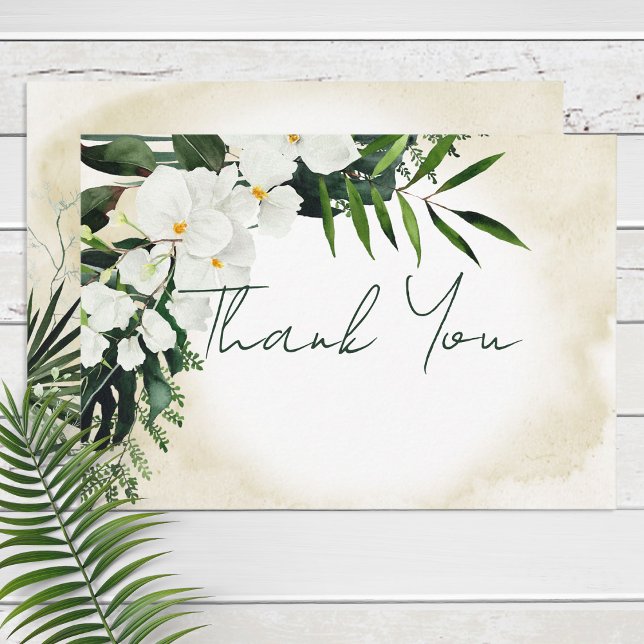 Boho Tropical Beach Watercolor Wedding Dankeskarte (Von Creator hochgeladen)