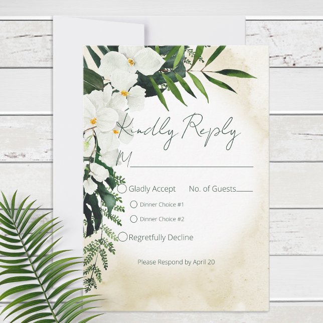 Boho Tropical Beach Watercolor Wedding RSVP Karte (Von Creator hochgeladen)