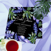 Boho Tropical Blätter Lila | Grünes Brautparty
