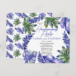 Boho Tropical Blätter Lila Party zur Haushaltserwä Einladung
