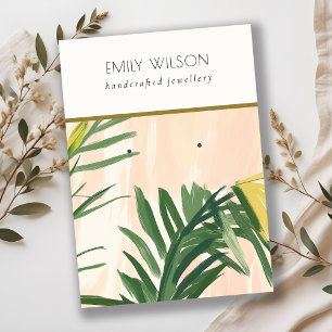 Boho Tropical Blush Palm Blätter Necklace Earring Visitenkarte