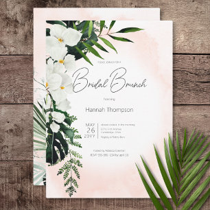 Boho Tropical Blush Peach Wassercolor Bridal Brunc Einladung