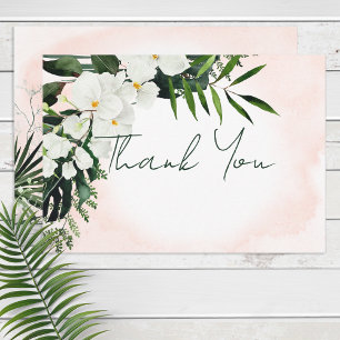 Boho Tropical Blush Watercolor Hochzeit Dankeskarte