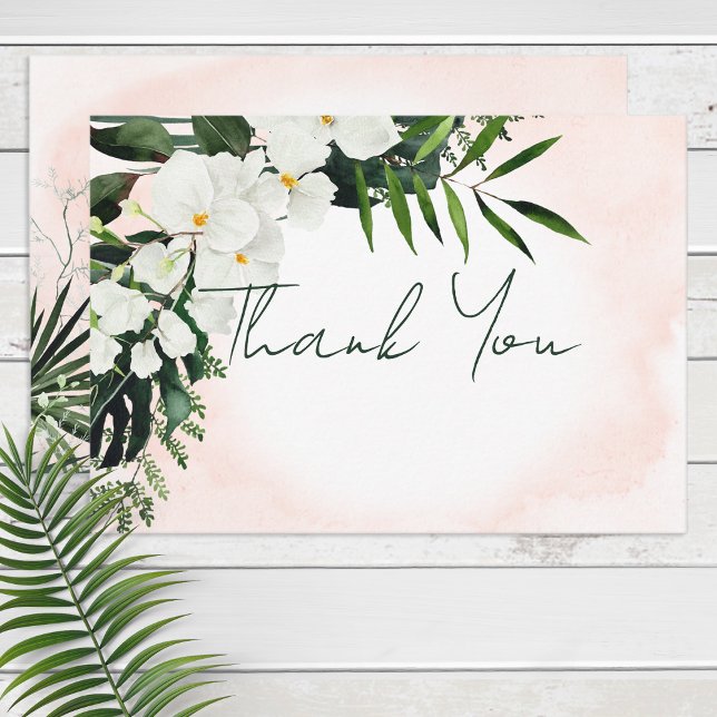 Boho Tropical Blush Watercolor Hochzeit Dankeskarte (Von Creator hochgeladen)