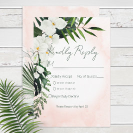 Boho Tropical Blush Watercolor Response Card RSVP Karte