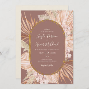Boho Tropical Botanical Dusty Rose Lässig Hochzeit Einladung