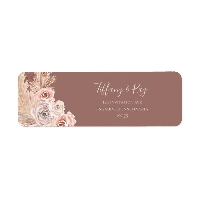Boho Tropical Botanical Dusty Rose Rücksendeadress (Vorne)
