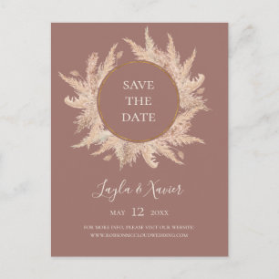 Boho Tropical Botanical   Dusty Rose Save the Date Einladungspostkarte
