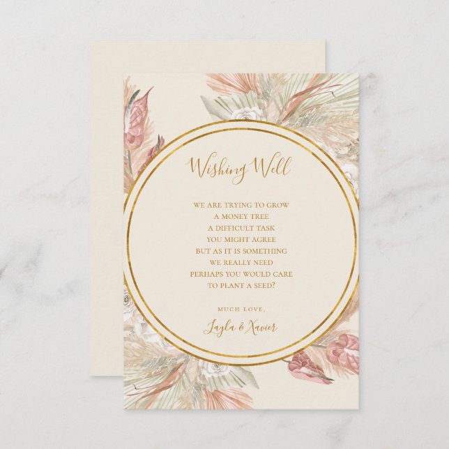 Boho Tropical Botanical Elfenbein Hochzeit wünsche Begleitkarte (Vorne/Hinten)