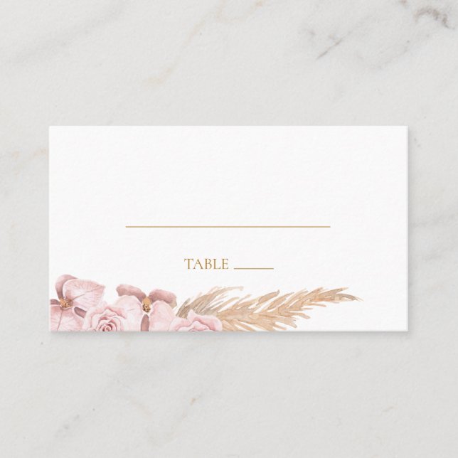 Boho Tropical Botanical | Flat Wedding Platzkarte (Vorderseite)