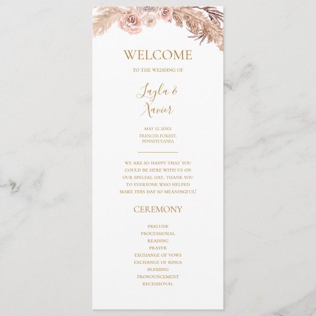 Boho Tropical Botanical | Flat Wedding Program Programm (Vorderseite)