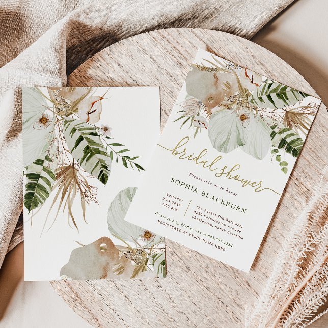 Boho Tropical Botanical Floral | BRAUTPARTY Einladung (Von Creator hochgeladen)