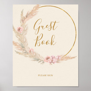 Boho Tropical Botanical   Ivory Guest Book Sign Poster