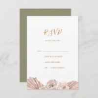 Boho Tropical Botanical | Olive Green RSVP Card