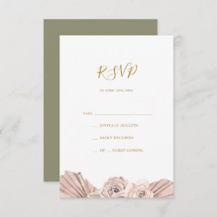 Boho Tropical Botanical Olive Green RSVP Card