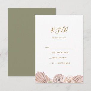 Boho Tropical Botanical Olive Green RSVP Card Karte
