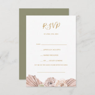 Boho Tropical Botanical   Olive Green Song Request RSVP Karte