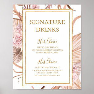 Boho Tropical Botanical   Unterschrift Drinks Poster