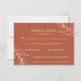 Boho Tropical Burnt Orange Wedding RSVP Card Karte