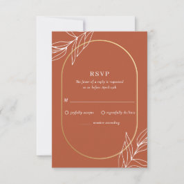 Boho Tropical Burnt Rust Wedding RSVP Card Karte