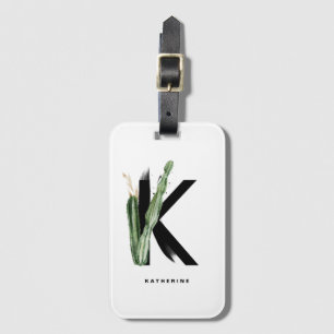 Boho Tropical Cactus Letter K Monogram Bridesmaid Gepäckanhänger