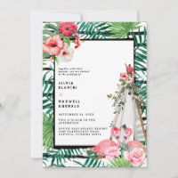 Boho Tropical Flamingo Wedding Einladung