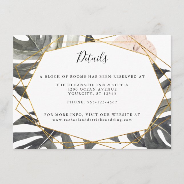 Boho tropical floral Geometric Wedding Details Begleitkarte (Vorderseite)