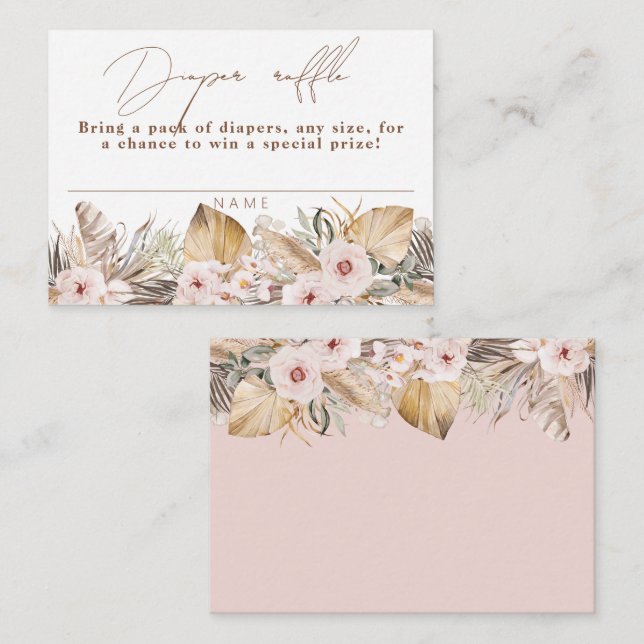 Boho Tropical Floral Girl Duwer Windelwanne Begleitkarte (Vorne/Hinten)