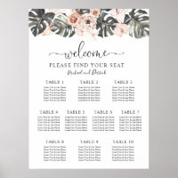 Boho Tropical Floral Wedding Chart